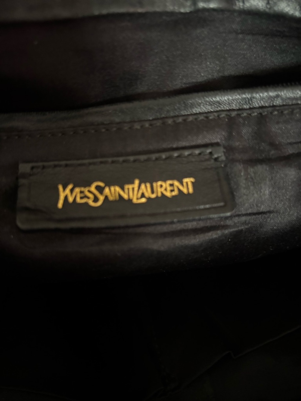 Yves Saint Laurent Black Leather Interior with Gold Logo Tag - Picture 8 of 12